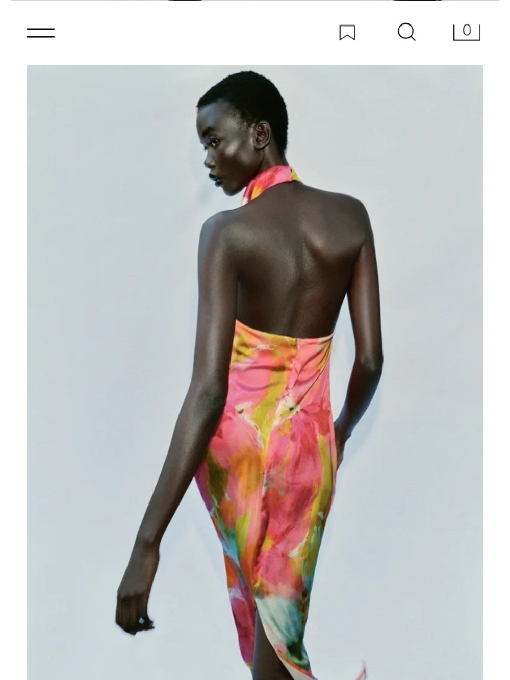 Zara Pink & Yellow Backless Halter Midi Dress - Picture 4 of 12